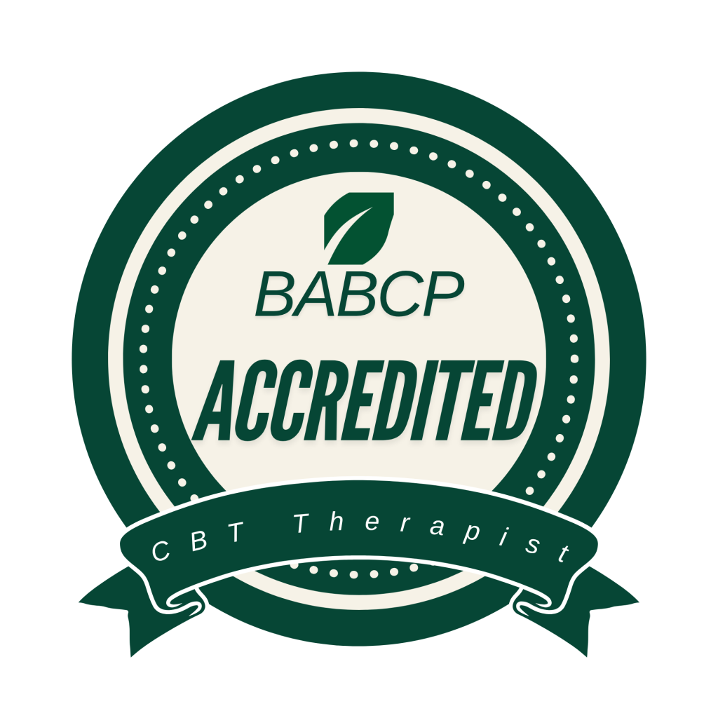 BABCP Accredited badge for anxiety therapist Attie Hope